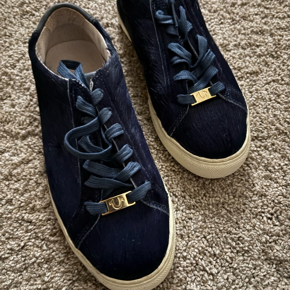 True Religion White and Blue Sneakers